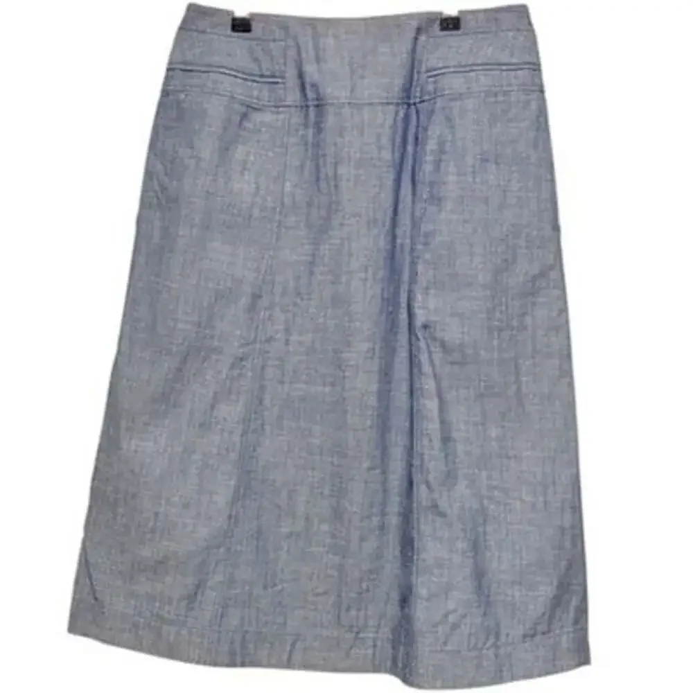 Coach 1941 Sz 10 Belted Chambray Blue Coastal Knee Length Skirt